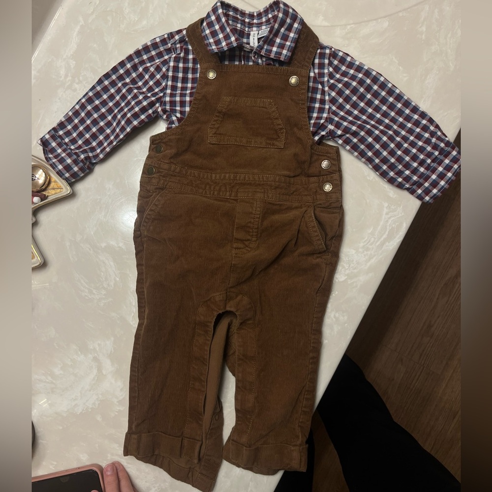 Janie and Jack Brown Corduroy Overalls